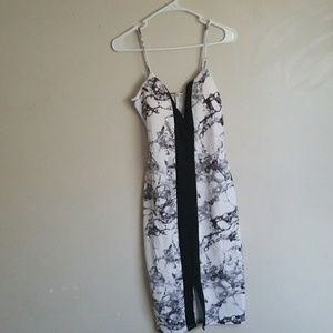 Form fitting front slit dress